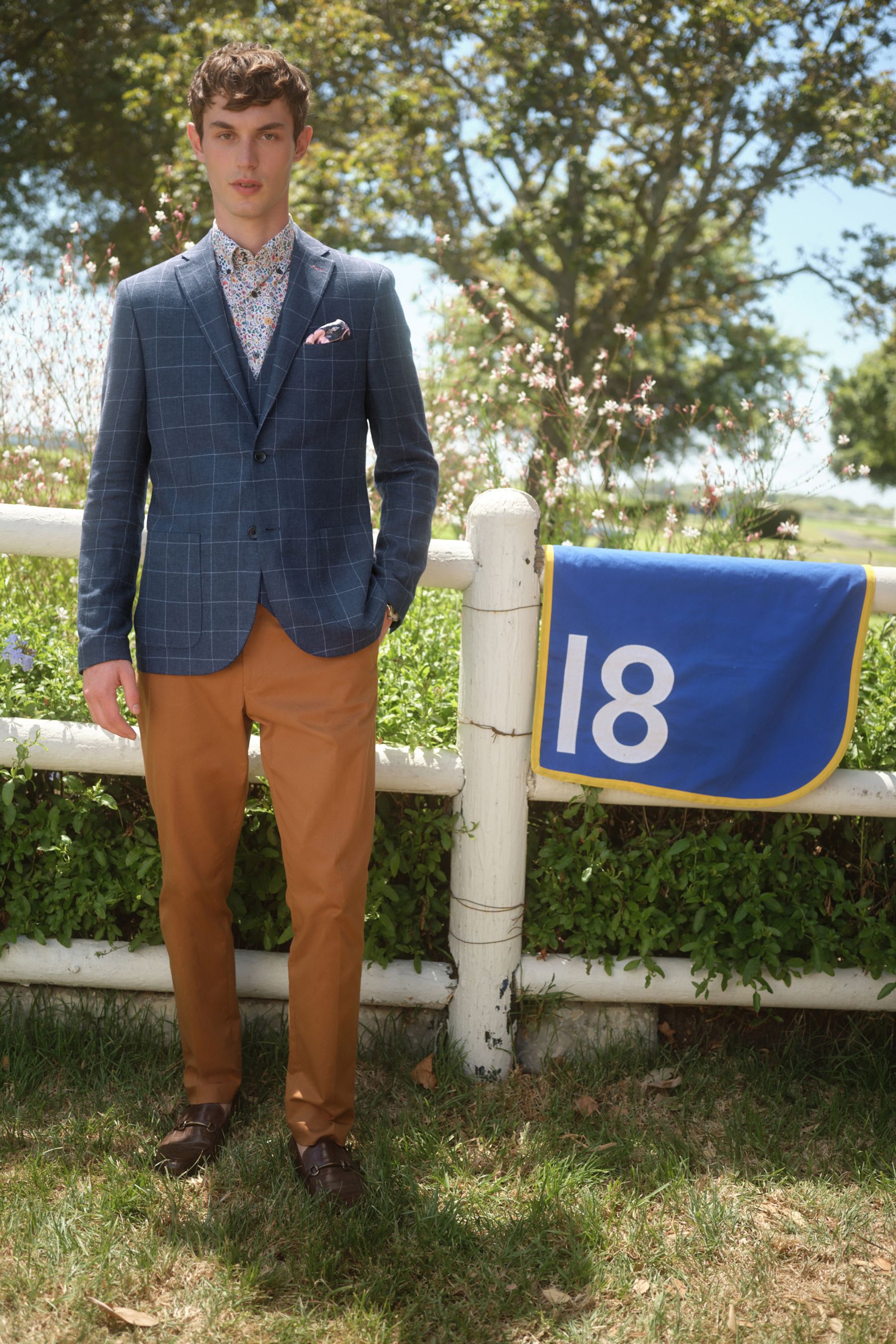 Windowpane Check Linen Blend Blazer