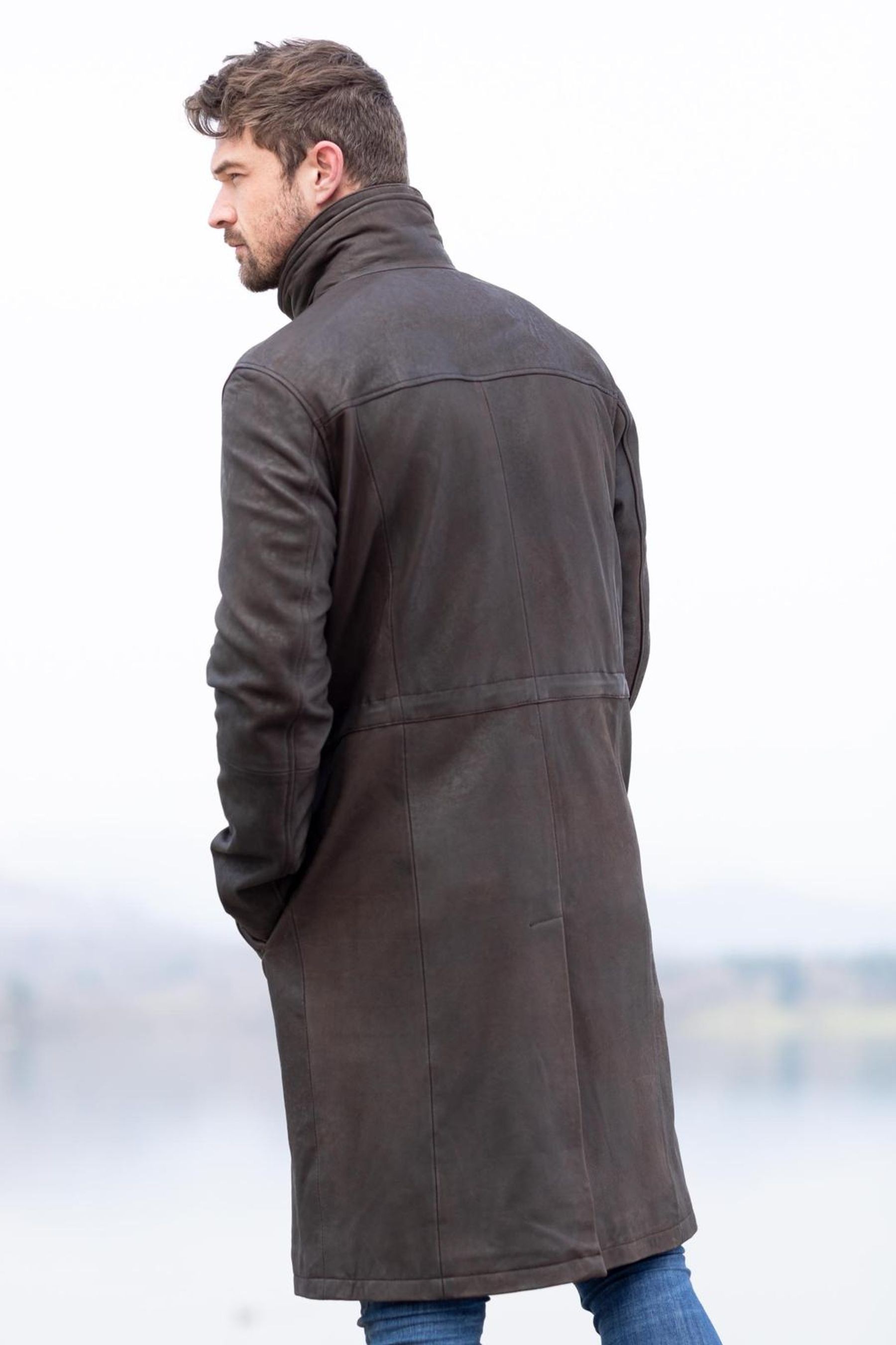 Lakeland Leather Kirkland Long Brown Leather Coat