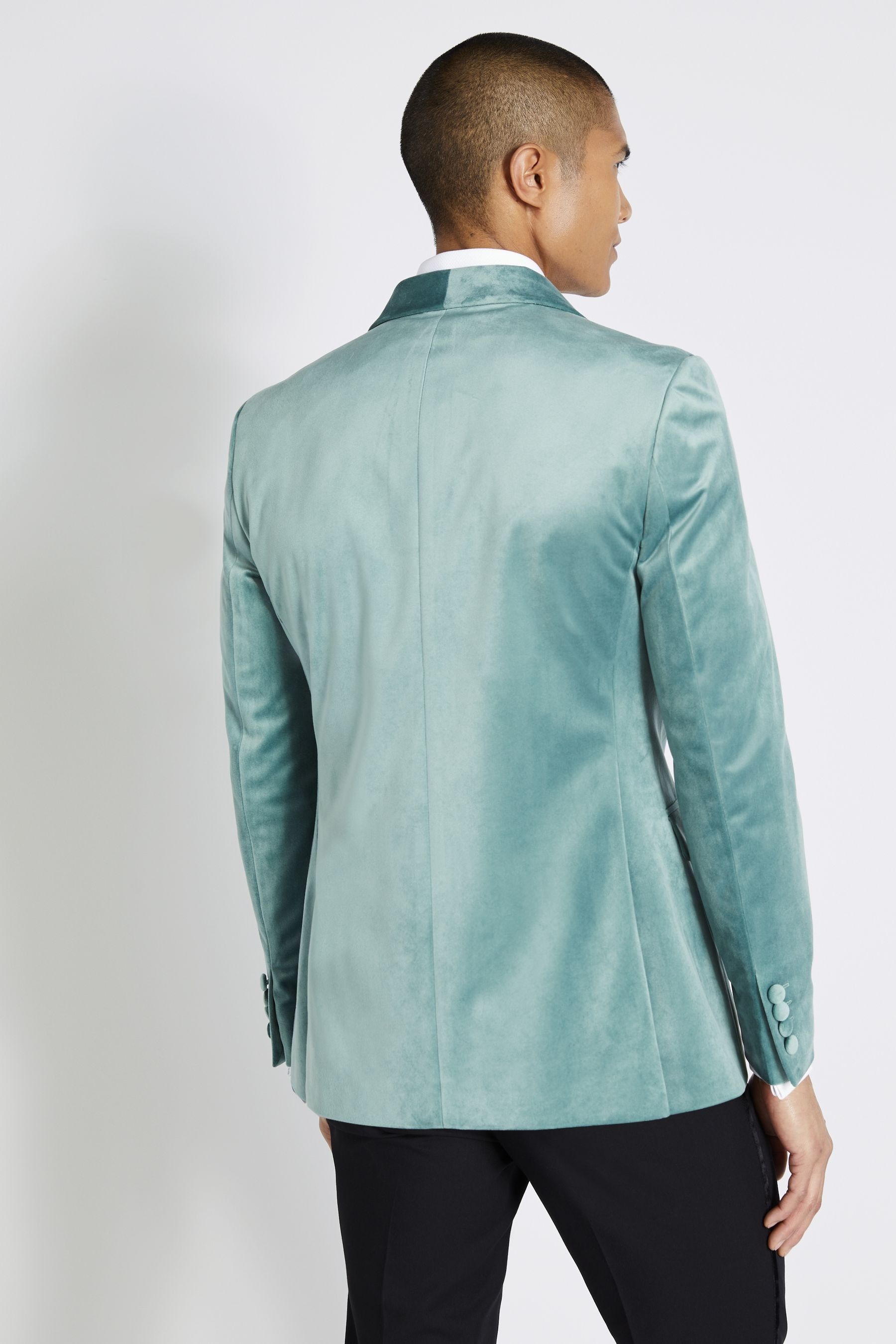 Moss Jade Green Velvet Slim Fit Jacket