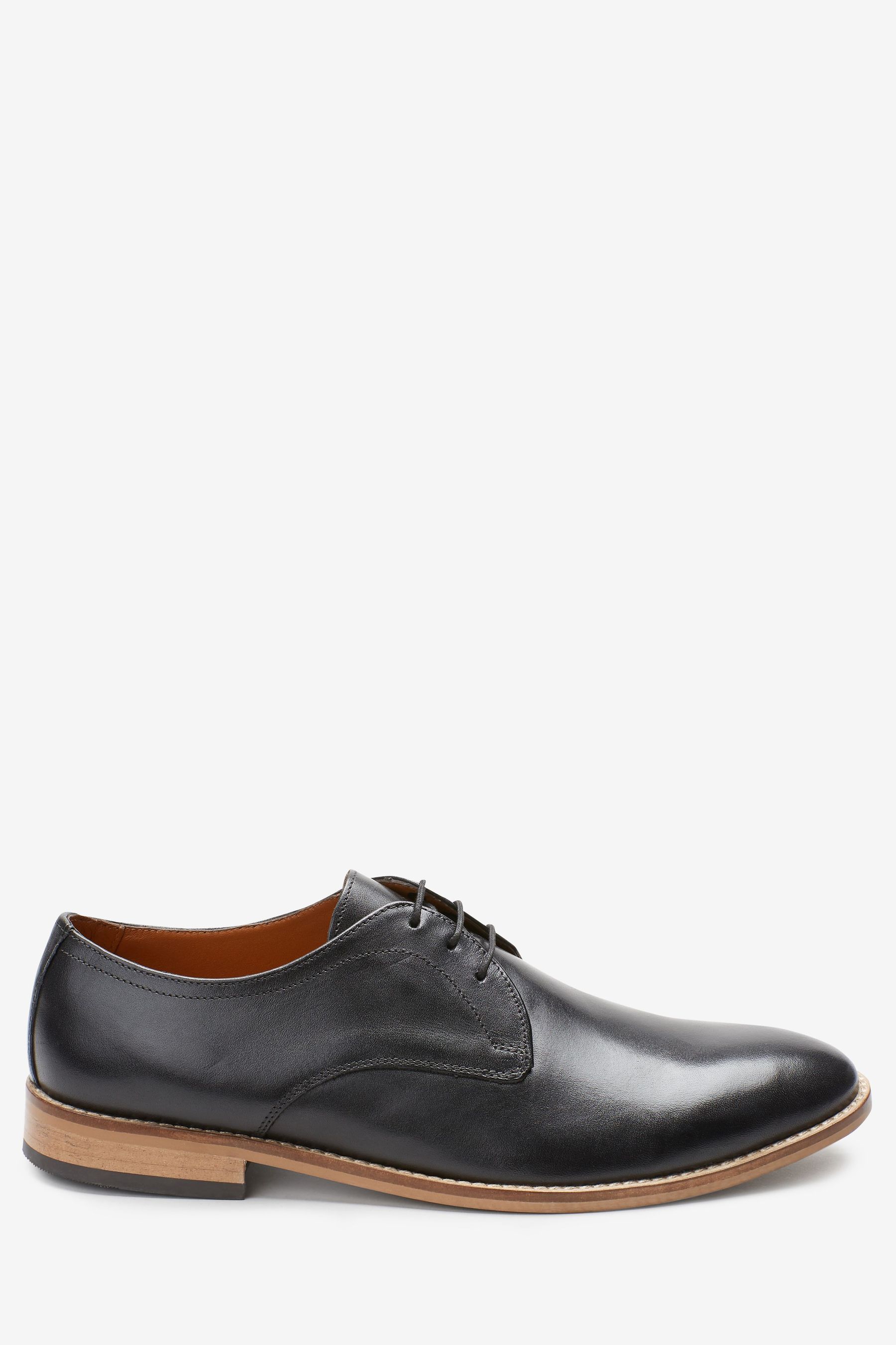 Contrast Sole Leather Derby Shoes Regular Fit