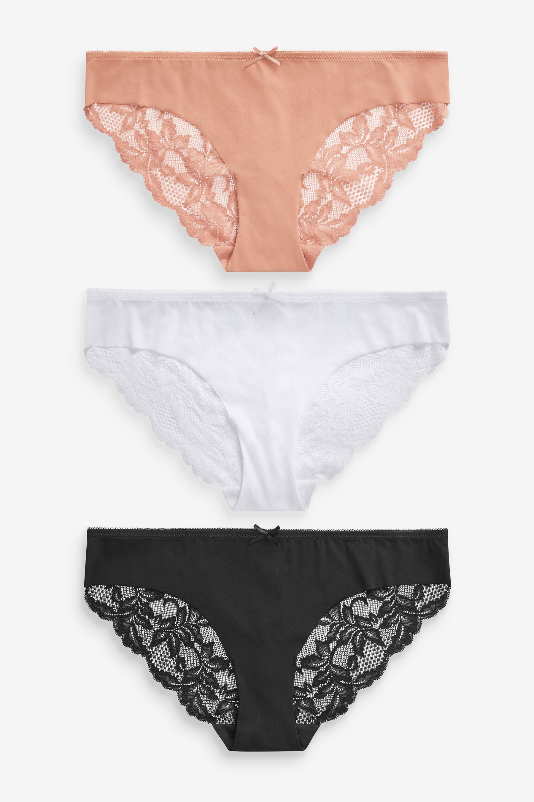 No VPL Lace Back Briefs 3 Pack برازيلي