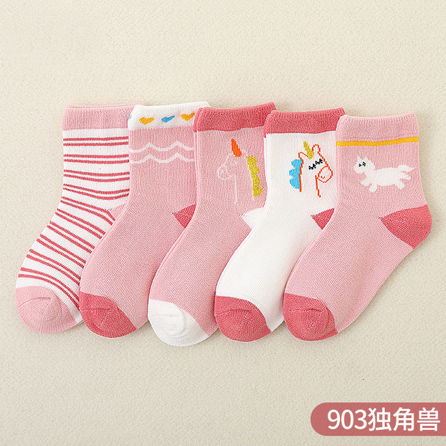 5 Pairs Cotton Kids Warm Socks Winter Socks For Baby Girls Cute Cartoon Newborn Toddler Casual Sports Socks Boys Socks 0-12 Years