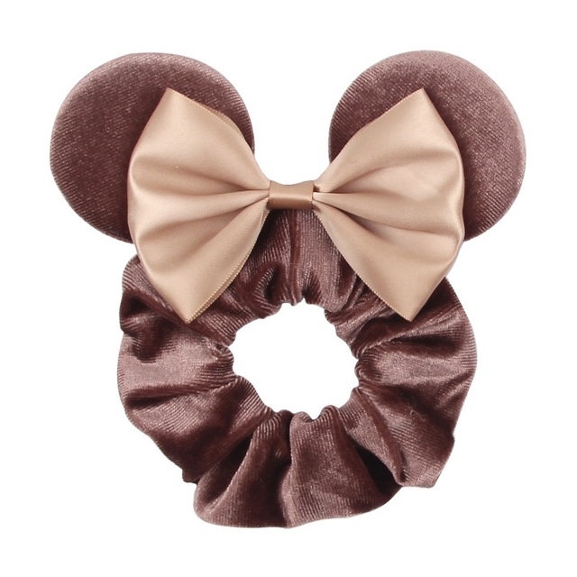 Little Girls Hair Band Kids Mickey Minnie Soft Hair Bow Children Sequin Velvet Ponytail Holders Baby No Damage Rubber Hair Tie