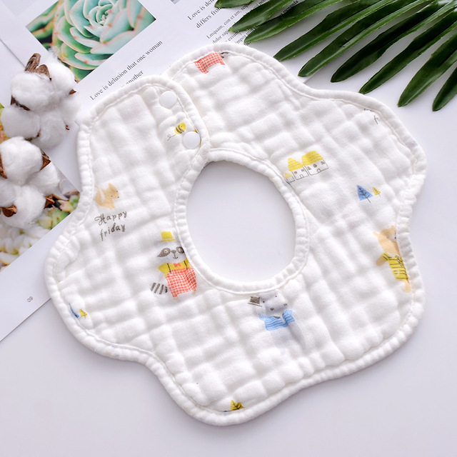 Baby Bibs 360 Degree Rotation 8 Layers Gauze Gauze Baby Kids Bandana Burp Cloth Soft Newborn Infant Saliva Towel Baby Stuff