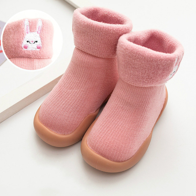 Winter Kids Warm Snow Boots Socks Infant Boys Brushed Thick Sock Boots Yellow Black Baby Girls Socks Soft Soles Toddler Shoes