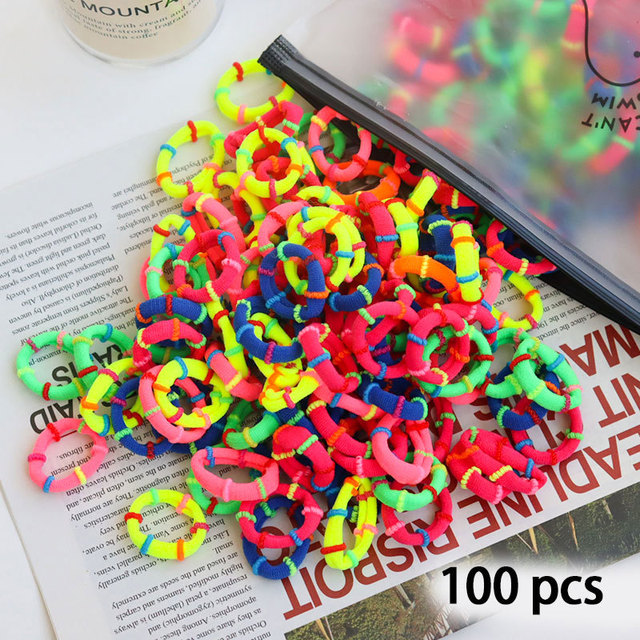 50/100pcs Colorful Girl Hairband Children Headband Small Elastic Hair Bands Scrunchy Baby Rubber Band Nylon Hair Accessories Toddler