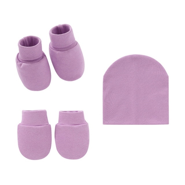 Baby Newborn Face Protection Scratch Gloves Warm Cover Sets Infant Anti-scratch Knitted Cotton Gloves Hat Set