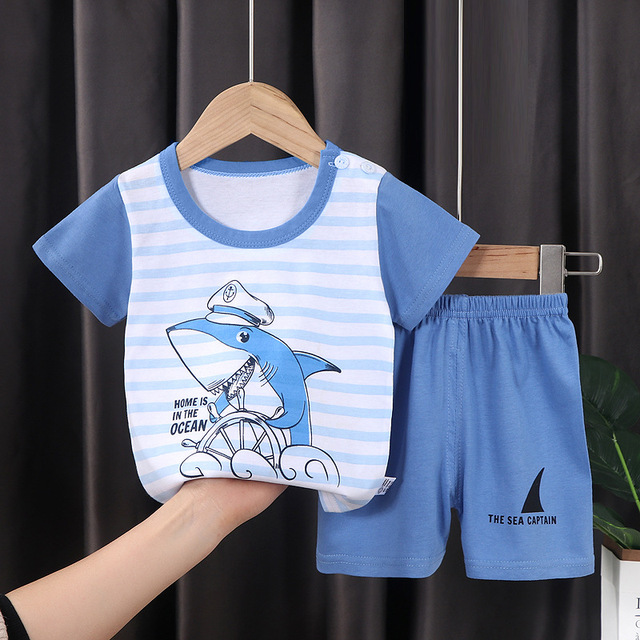 Seieroad Children's Summer Clothes Dinosaur Boys Cartoon T-shirt T-shirt + Pants Kids Clothes Short Sleeve Teenage Clothing Set Tracksuit