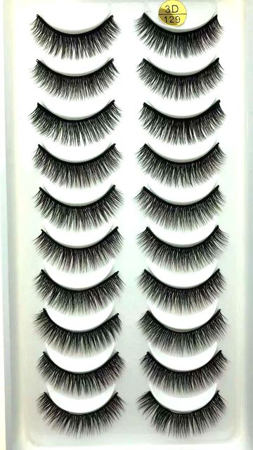 10 pairs of 3D false eyelashes, handmade, soft and hot, naturally, to create a perfect eye makeup, cross and thick