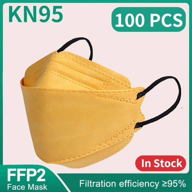 Morandi Kn95 Fish Mask 10-200pcs FP2 Approved Sanitary Dust & Sanitary Safety 4 Strips Adult Mask kf94mascarillas FPP2