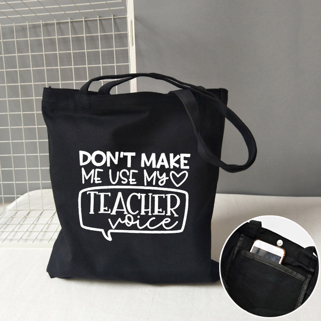 Teacher life rainbow small cotton bag teacher canvas bag graduation gifts tote big teachers appreciation or year-end gift