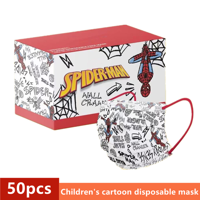 Disney Children's Mask Spider-Man Marvel Avengers Character Disposable Face Mask Cartoon Hero Pattern Lilo and Stitch Pixar Dust Cover