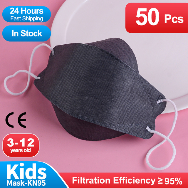 Fish Shape Desechables Mascarillas fpp2 Ninos 3-12 años 4D Negra Masuqe Enfant Kids Breath kn95cakes Baby ffp2 Mask Infantil