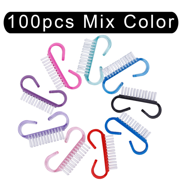 10/50/100pcs New Acrylic Nail Cleaning Brush Dust Removal Brush Nail Pedicure Plastic Gel Manicure Brushes Handle Scrubbing Tool