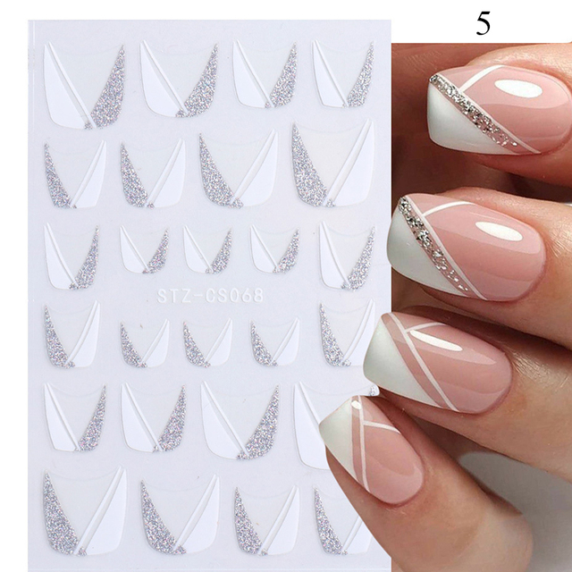 French Nail Finger Tips Sticker Guide Stencil Tape Nail Guides Stickers Manicure DIY Line Tips Nail Art Decals 3D Beauty Tool