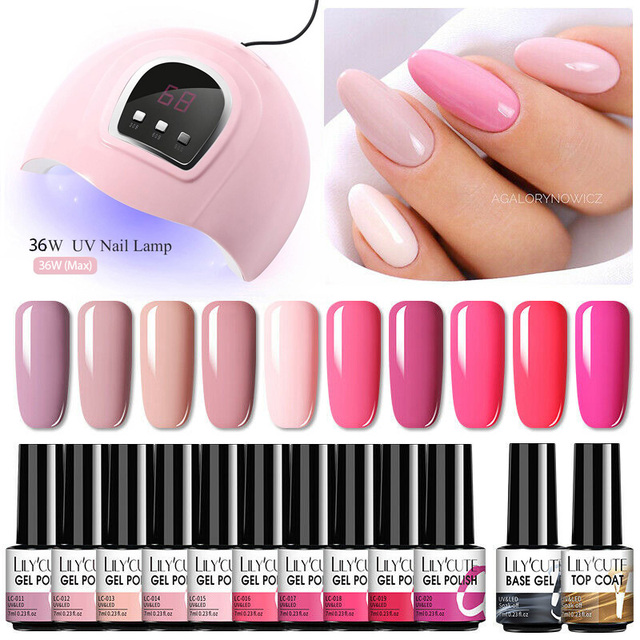 LILYCUTE Nail Gel Polish Set All For Manicure UV LED Dryer Lamp Kit With 18/12pcs Semi-Permanent Soak Off Nail Art Tool Set