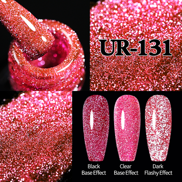 ur sugar 7.5ml neon yellow reflective glitter gel nail polish shine twilight nail gel nail art varnish semi permanent varnish
