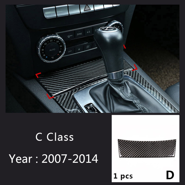 Carbon Fiber For Mercedes-Benz C Class W204 Car Interior Gear Shift Air Conditioning CD Reading Panel Light Cover Trim Car Stickers