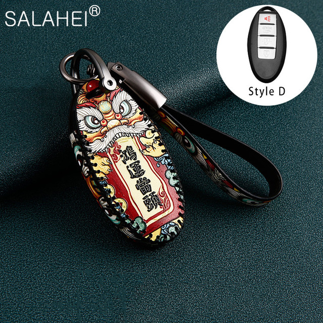 Leather Car Key Case For Infiniti Q50 QX60 Nissan Qashqai Juke J10 J11 X-Trail T32 T31 Kicks Tiida Pathfinder Note Design