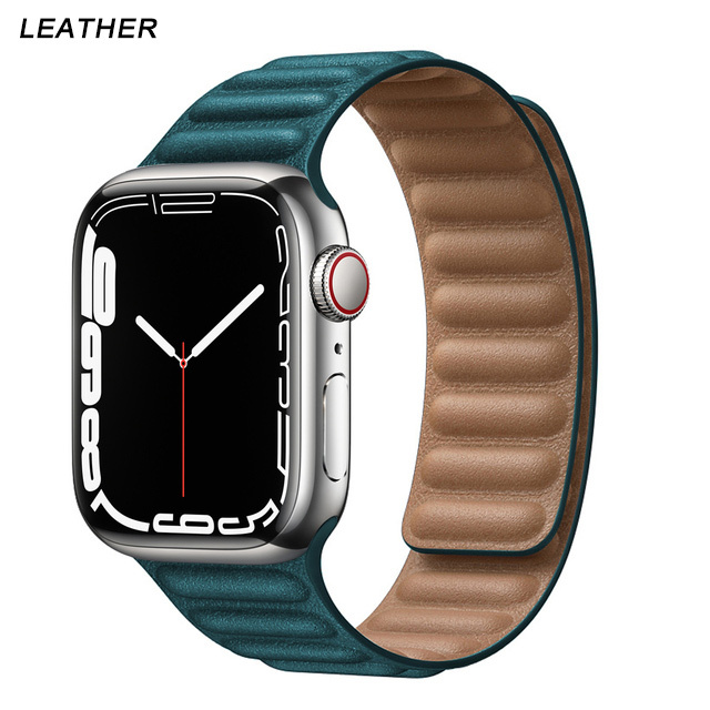 Silicone Suitable for Apple Watch Band Leather Link 44mm 45mm iWatch Series 7 6 SE 5 4 3 Watch Strap Bracelet 42mm 38mm Wristband