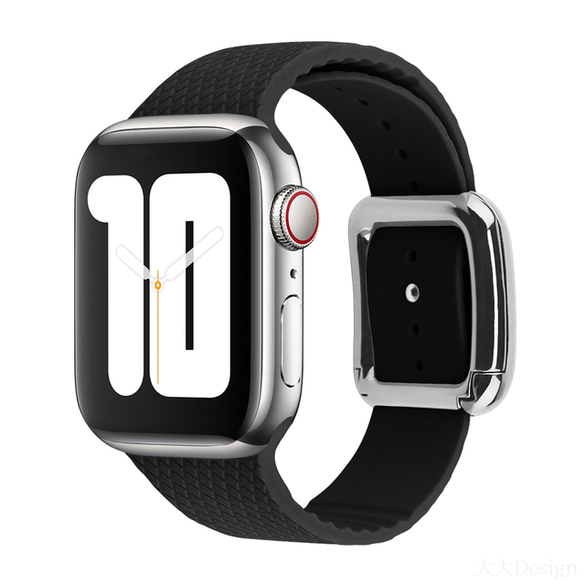 Modern Buckle Strap for Apple Watch Band 45mm 44mm 41mm/40m 42mm38mm Korea Silicone Bracelet iwatch Series 5 4 3 6 SE 7 Strap