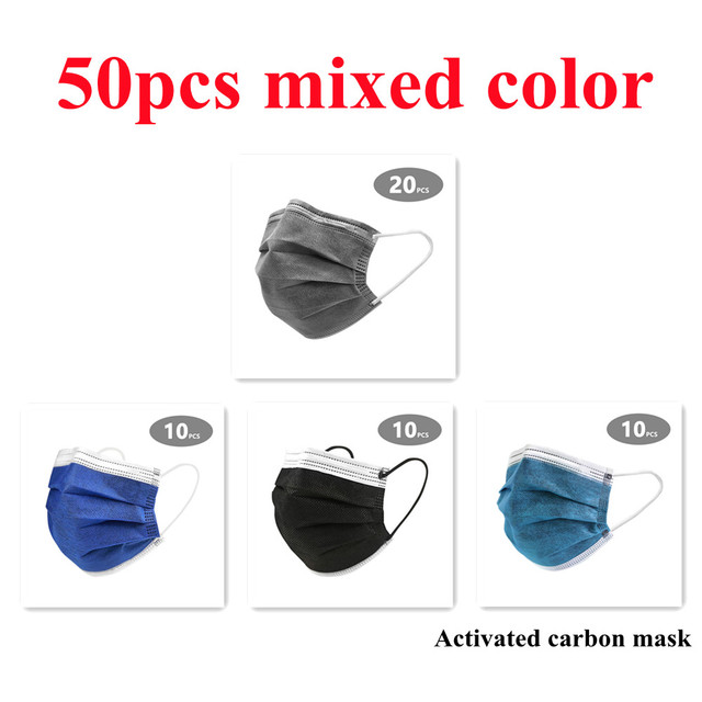 10-200pcs Protective Face Masks 4 Layer Activated Carbon Mascarillas Disposable Adult Homeopathic Shuffle Mask