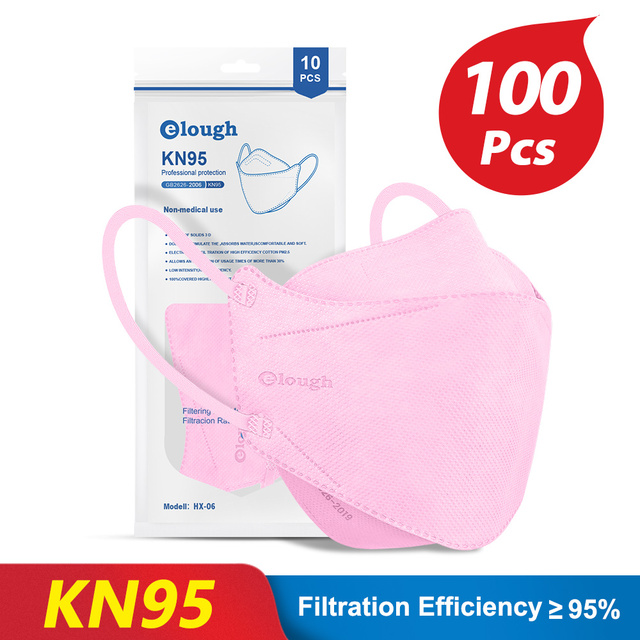 KN95 قناع 4 طبقات سلامة KN95 أقنعة غبار FFP2 تنفس تصفية FFP2Mask الوجه قناع واقٍ الغبار FFP2 FFP3