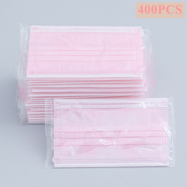 10/100/200/400pcs Disposable Adult Mask 3-Layer Non-woven Meltblown Mask Individually Wrapped Mask Black Filter Mask Face Masks