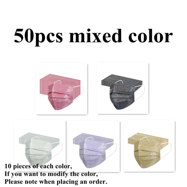 3 Layers Fashion Bronzing Pink Disposable Face Mask Reflective Non-woven Fabric Mascarillas Desechables Protective Mouth Masks