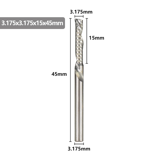 XCAN - Single Carbide Cutting Machine, 3.175mm (1/8"), CNC Router, 1-3.175mm Diameter, for Aluminum Cutting