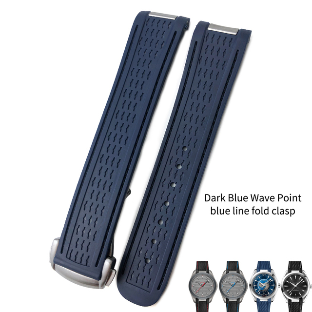 20mm Rubber Silicone Watch Strap Fit For Omega Seamaster 300 AT150 Aqua Terra Ultra Light 8900 Steel Buckle Watchband Bracelets