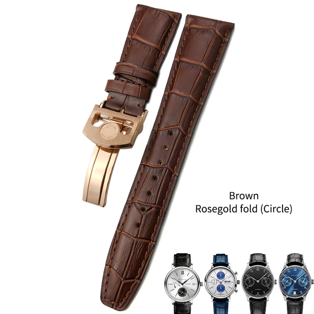 Cowhide watch strap 20mm 21mm 22mm,replacement for Portuguese IWC,Porotfino,Family piloto,folding buckle