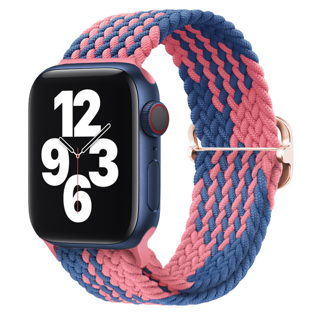 Braided Solo Loop Ring for Apple Watch 44mm 40mm 42mm 38mm Elastic Nylon Fabric Bracelet for iWatch 3 4 5 SE 6 Adjustable Buckle