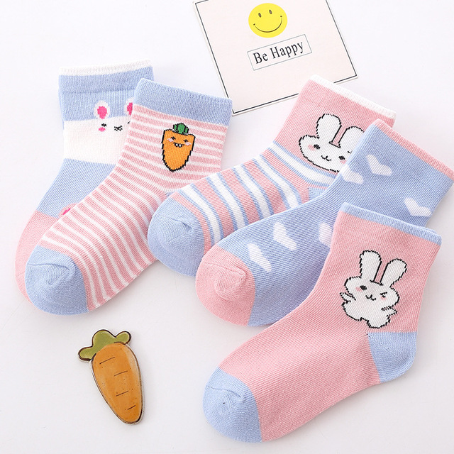 5 Pairs Cotton Kids Warm Socks Winter Socks For Baby Girls Cute Cartoon Newborn Toddler Casual Sports Socks Boys Socks 0-12 Years