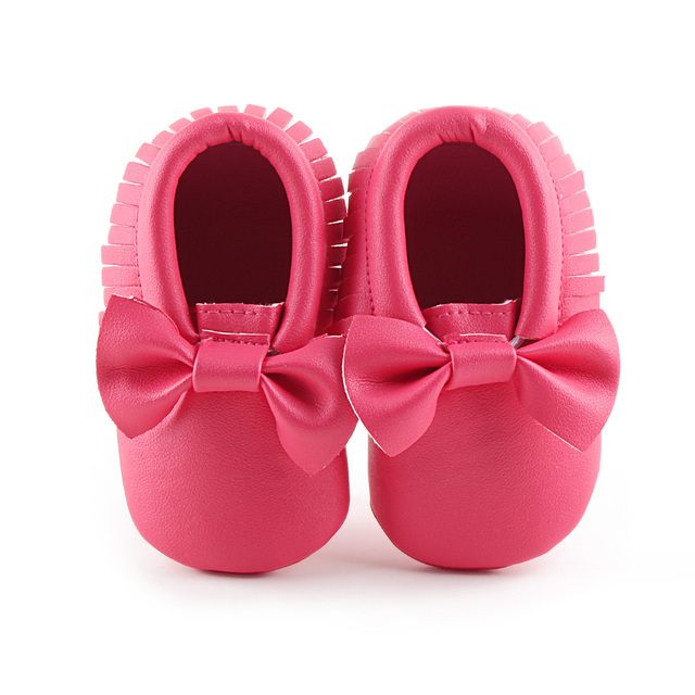 Newborn Baby Shoes Infant Boys Girl First Walker PU Sole Princess Bowknot Fringe Toddler Baby Crib Shoes Casual Moccasins