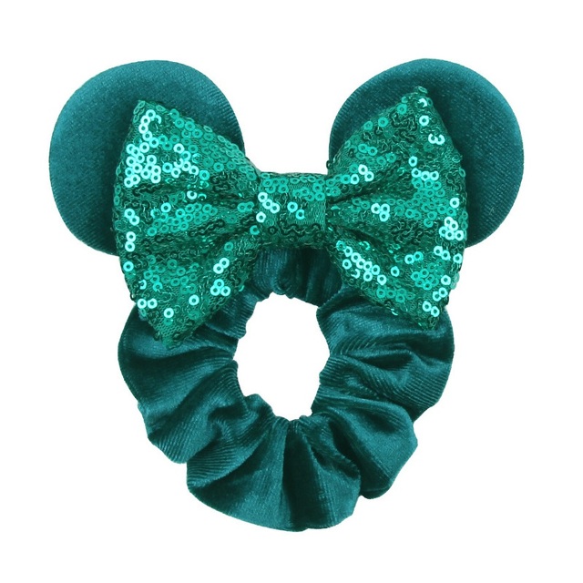 Little Girls Hair Band Kids Mickey Minnie Soft Hair Bow Children Sequin Velvet Ponytail Holders Baby No Damage Rubber Hair Tie