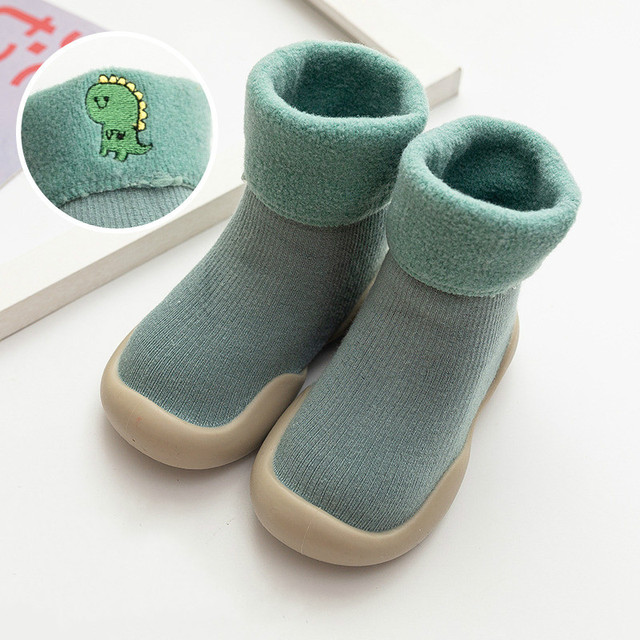 Winter Kids Warm Snow Boots Socks Infant Boys Brushed Thick Sock Boots Yellow Black Baby Girls Socks Soft Soles Toddler Shoes