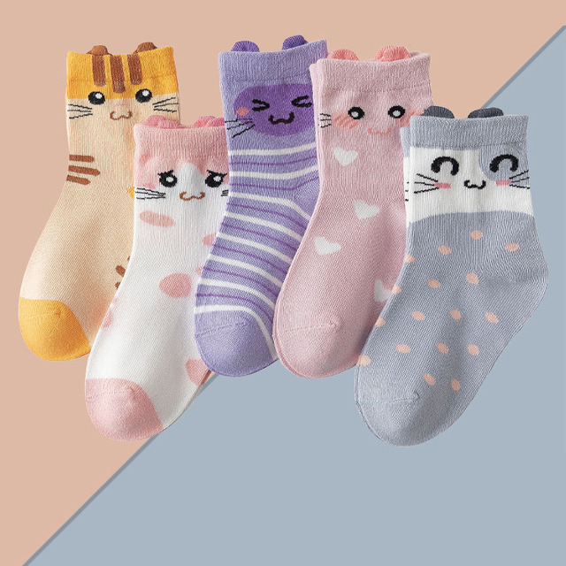 5 pairs soft cotton children socks cute cartoon print kids socks newborn baby boy socks casual girls boys socks 1 to 12 years