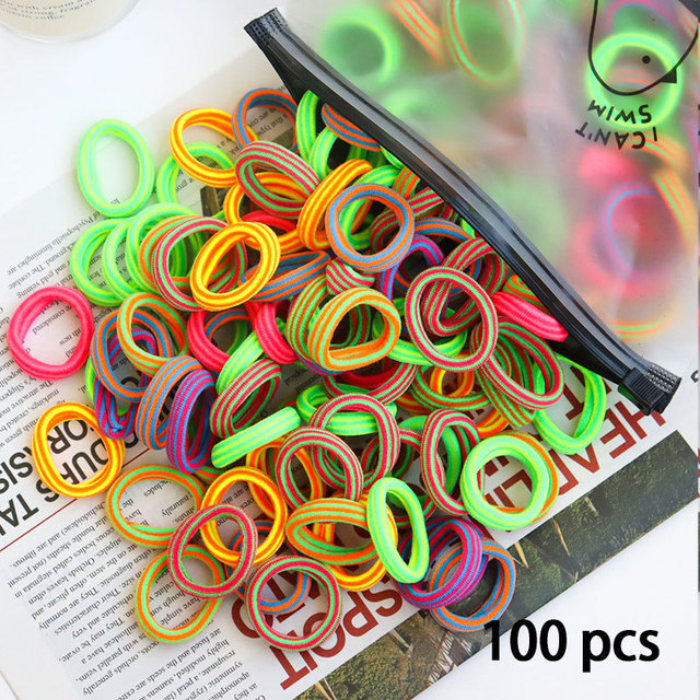 50/100pcs Colorful Girl Hairband Children Headband Small Elastic Hair Bands Scrunchy Baby Rubber Band Nylon Hair Accessories Toddler