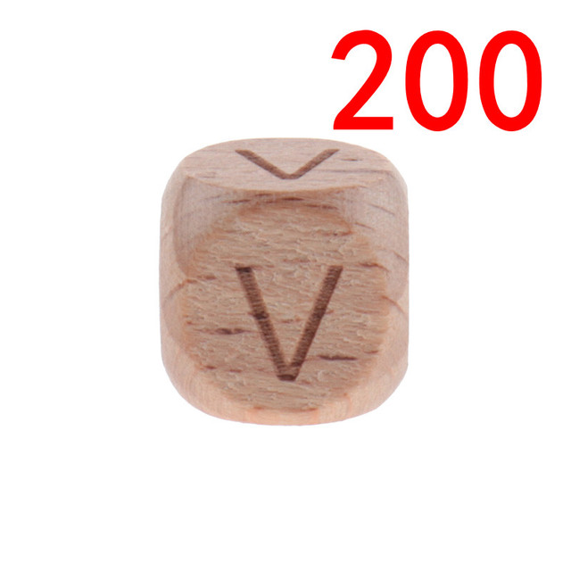 200pcs 12mm Beech Wooden Beads For Baby Wood Letters Bead Baby Teether Diy Beads With Silicone Teether Letters Alphabet