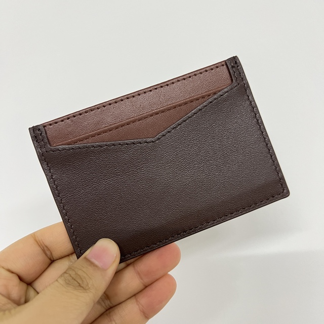 Free Custom Leather Card Case 100% Cowhide Credit Card Holder Mini Wallet Men Women Pocket Card Wallet With 6 Card Slots