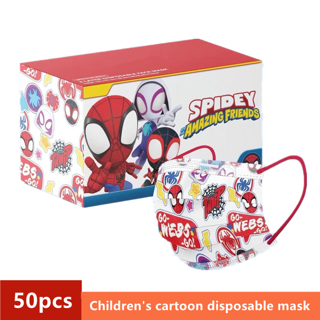 Disney Children's Mask Spider-Man Marvel Avengers Character Disposable Face Mask Cartoon Hero Pattern Lilo and Stitch Pixar Dust Cover