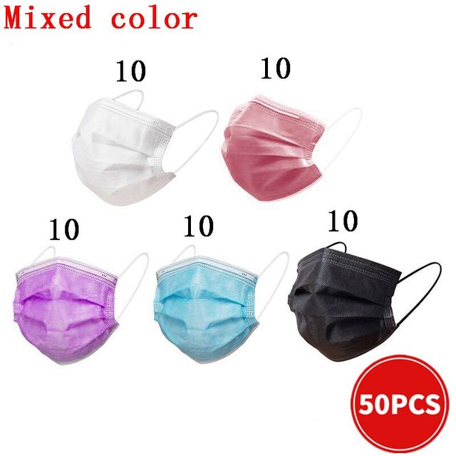 10-200pcs Disposable Face Mask 3 Ply Non-woven Mouth Mask Anti PM2.5 Dust Masks Elastic Earloop Respirator Mask Filter White Masken