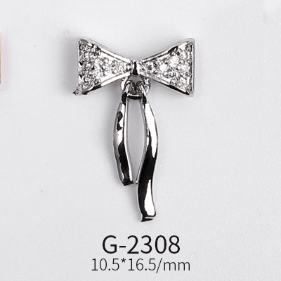 Nail Art Jewelry Net Red Nail Art Real Gold Zircon Bow Jewelry Micro-inlaid Nail Diamond Decoration G-2287 Nail Art Decorations