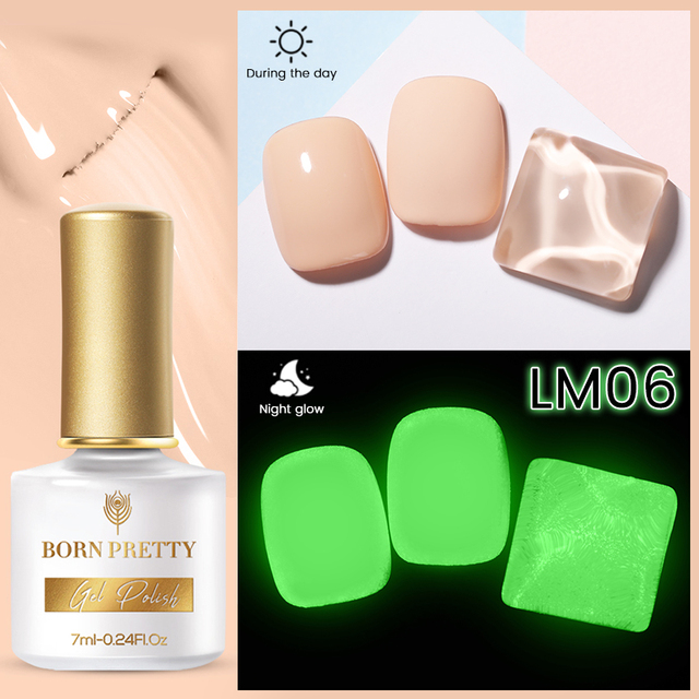 Born Pretty Pink Color Luminous Gel Nail Polish Glow In The Dark Neon Fluorescent Soak Off UV LED Top Coat Semi Permanent Varnish