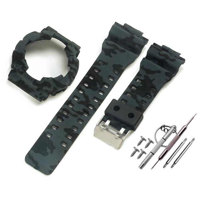 Silicone Rubber Watchband Case For Casio G-SHOCK GA-110/100 GA-120 GD-110 Men's Sport Waterproof Band Strap Bracelet Accessories