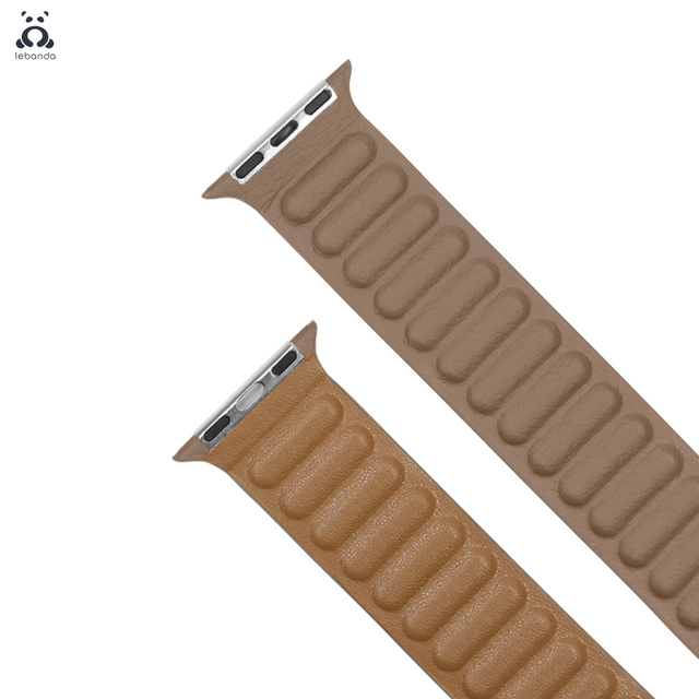 Lebanda Leather Series Strap For iwatch Series 7 6 SE 5 4 3 2 1 Apple Watch Strap Brown Back Two Colors Strap With Magnet Buckle