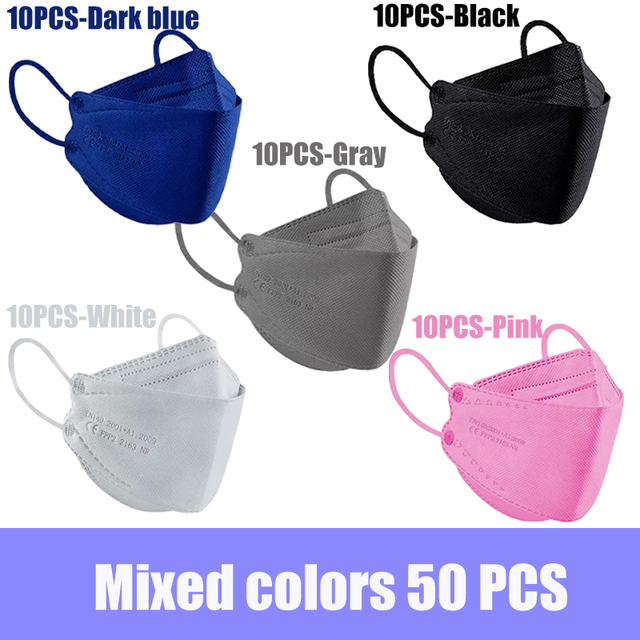 KN95 FFP2 Approved Adult Fish Mask 4 Layers Black Cloth Mask FPP2 Face Mask KN95 Respirator Mask ffp2mascarillas