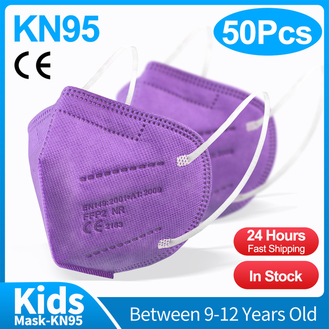 10-50pcs KN95 Mask N95MASK ffp2mask 9-12 years for children ffp2 mascarillas fpp2 niños homologadas negras masques organization ffpp2