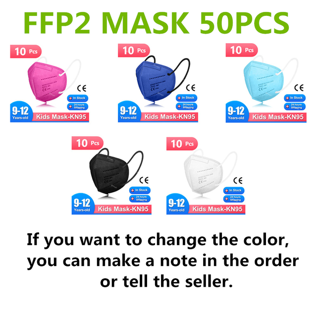 9-12 سنة mascarillas fpp2 niños الأطفال FFP2 قناع قابلة لإعادة الاستخدام Ce وافق KN95 أقنعة 5 طبقات FFP 2 قناع حماية الأمن